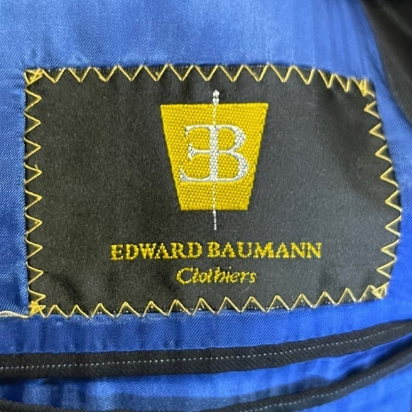 Edward Baumann Clothiers Men’s Black Pinstripe Blazer - Approximate Size 46” - Picture 9 of 12